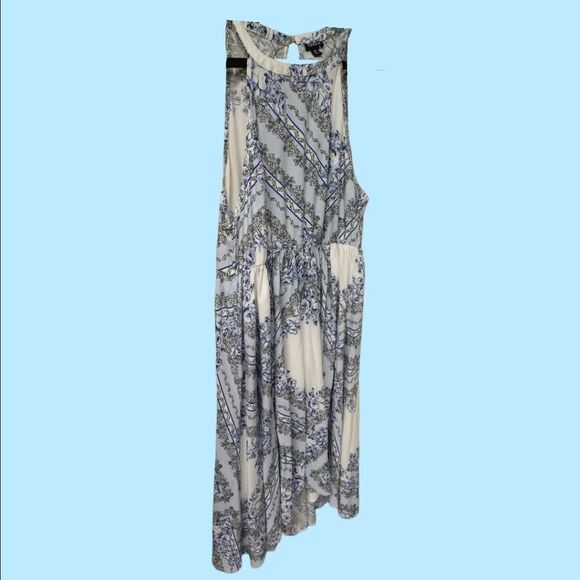 TORRID Floral High Neck Bandana Challis Blue & White Midi Dress M/L - Picture 9 of 13